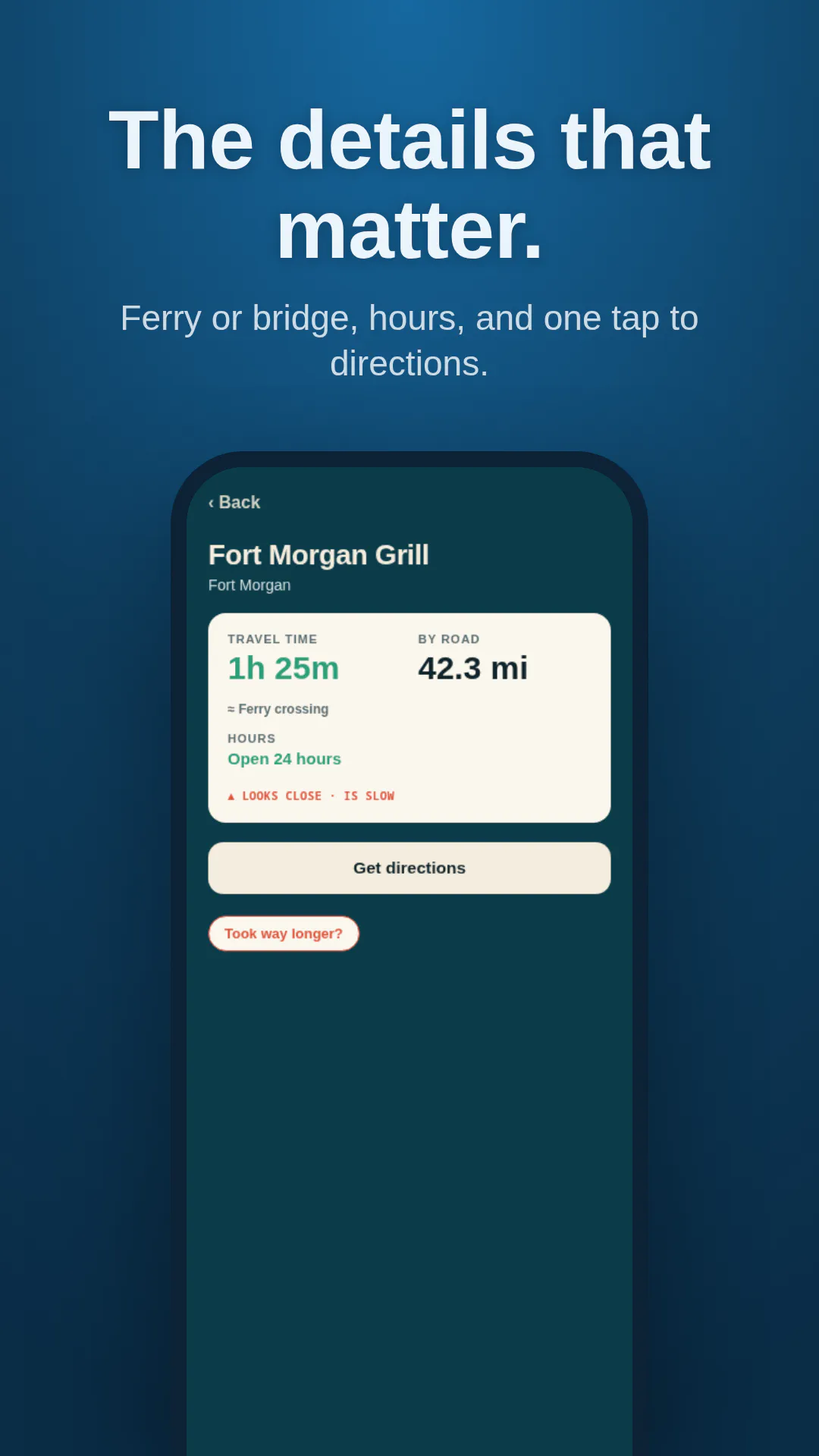 Knows when a route uses a ferry